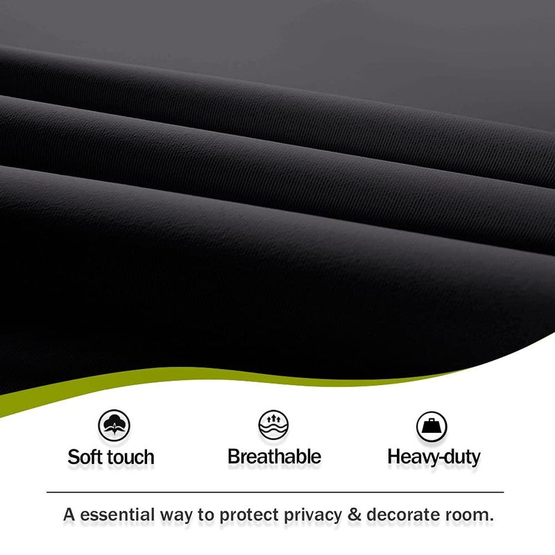 PONY DANCE Blackout French Door Curtain - Soft Fabric Heavy-Duty Rod Pocket Door Curtain for Privacy Window Drapery Including Bonus Adjustable Tieback, 54 x 72 inches, Black, One Panel - Image 5